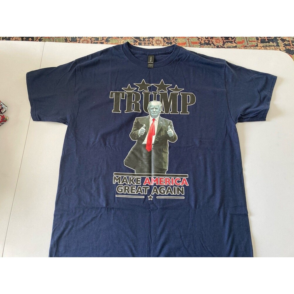Make America Great Again T-Shirt Donald Trump Large Navy Blue NEW By Gildan